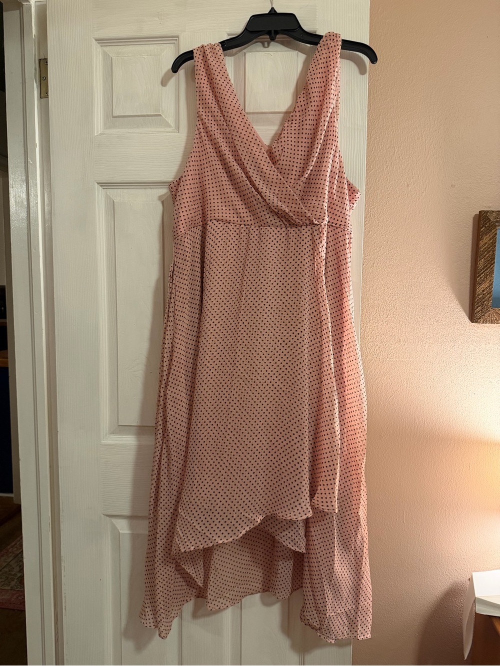 NY Collection Blush Pink Polka Dot High-Low Dress
